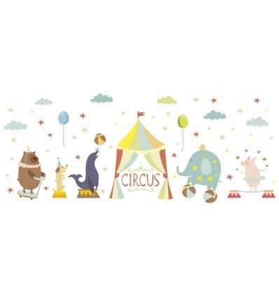 Vinilo Infantil Circo con carpa y animales